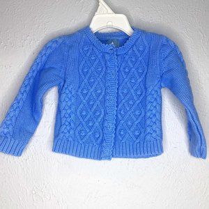 Baby GAP baby girl's cable knit cardigan cool blue, size 18-24 M. EUC like new.